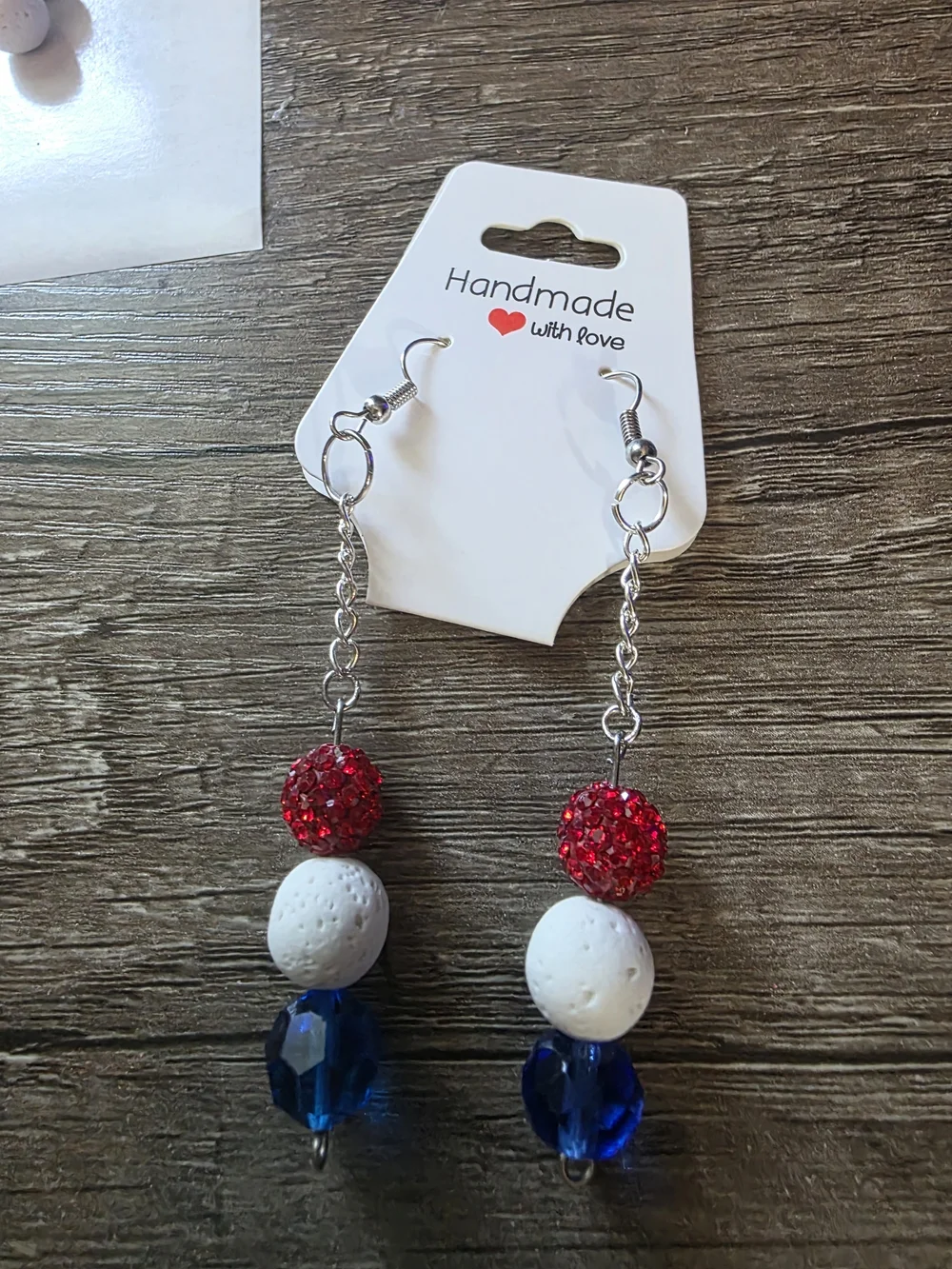 Styleandstone Handmade Red White & Blue Dangle Earrings